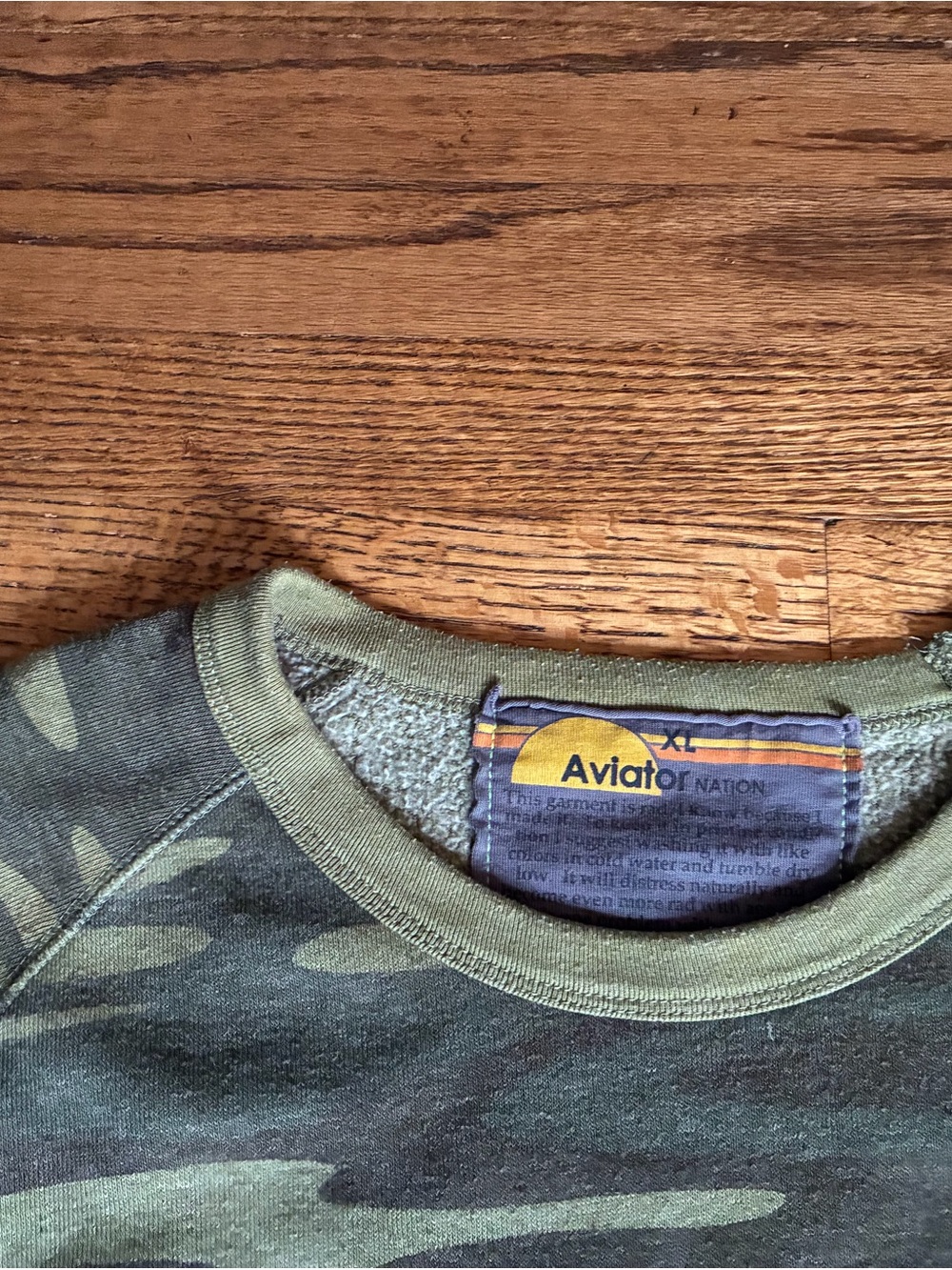 Rare GRAIL Aviator Nation Camo Crewneck Sweater “MAKE LOVE NOT WAR” - Picture 3 of 3